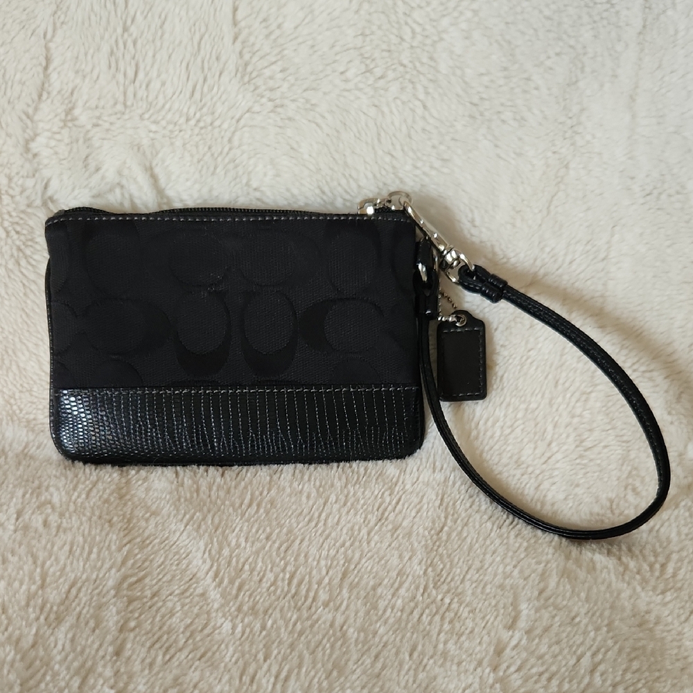 Coach Black Clutch with Leather Trim